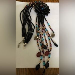 NWT  JOAN RIVERS Starlet Black Long Beaded Statement Necklace